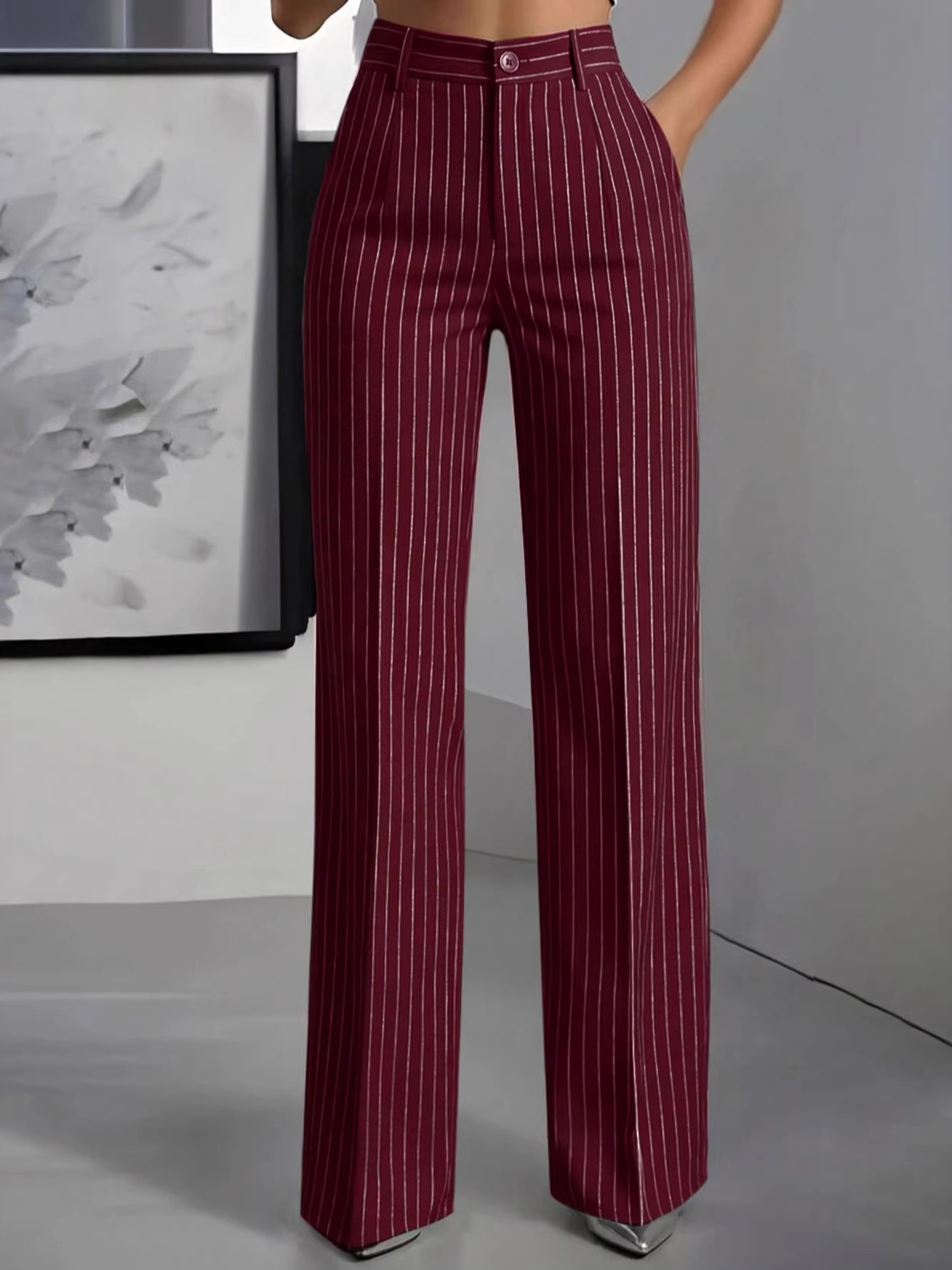 Women'S Formal Wear With Pants - Pantaloni Eleganti a Vita Alta e