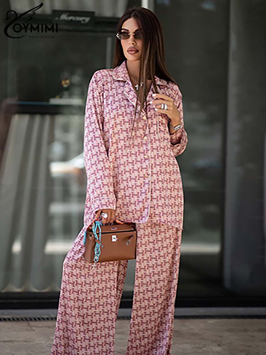 Oymimi Fashion Pink Print Donn - Women'S Formal Wear With Pants recensione e prezzo