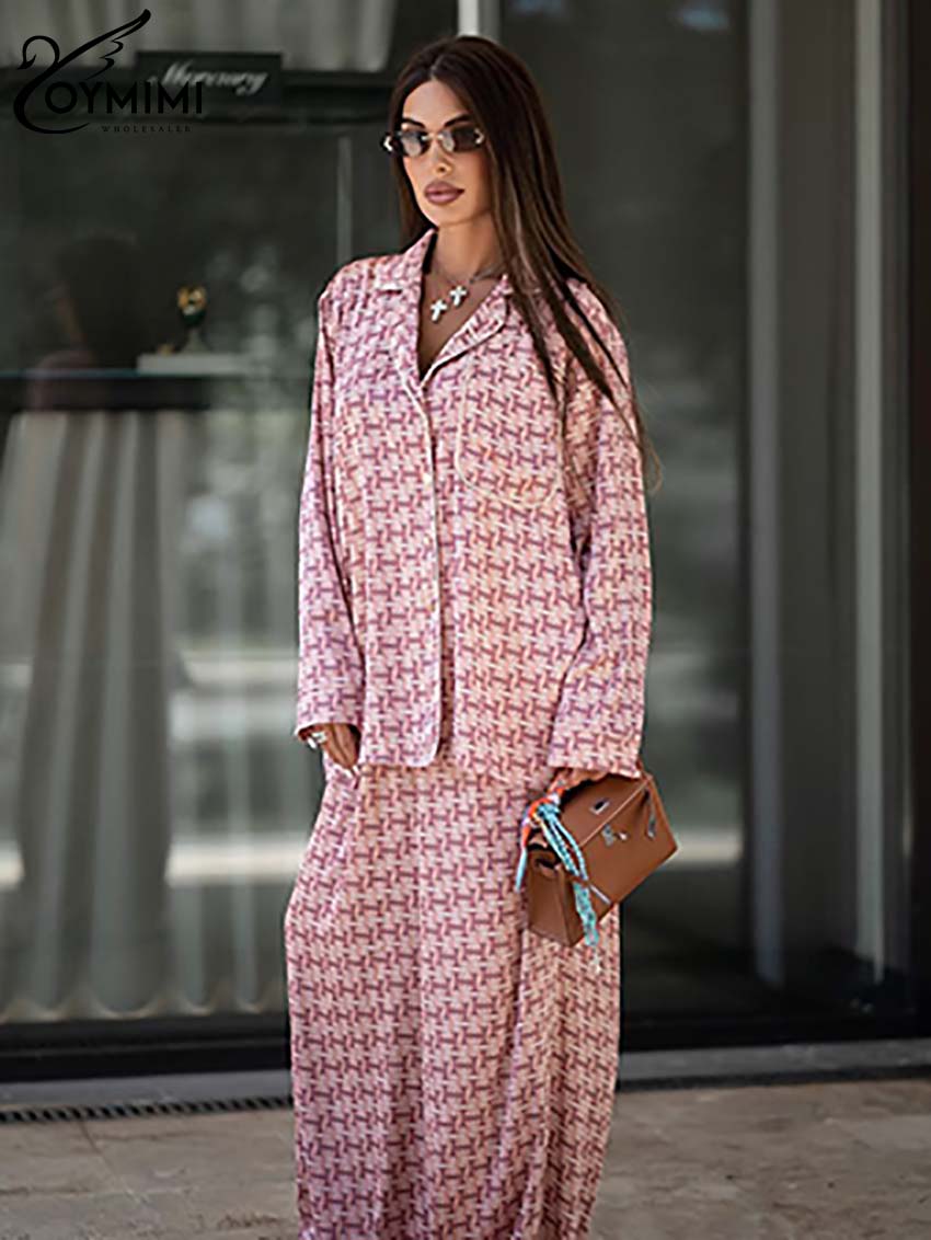 Oymimi Fashion Pink Print Donn - Women'S Formal Wear With Pants recensione e prezzo