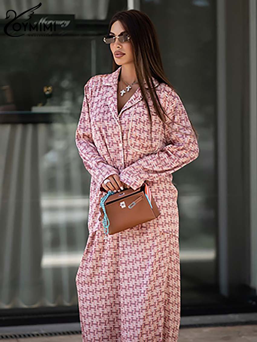 Oymimi Fashion Pink Print Donn - Women'S Formal Wear With Pants recensione e prezzo