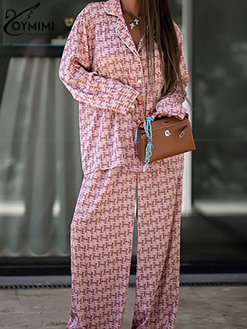 Oymimi Fashion Pink Print Donn - Women'S Formal Wear With Pants recensione e prezzo